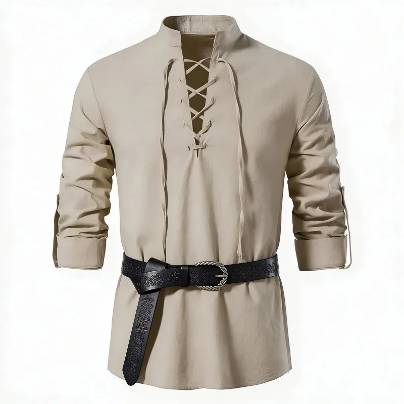 Men Medieval Viking Shirt Stan - Medieval Gothic Lace Up Pirate Shirt review and price