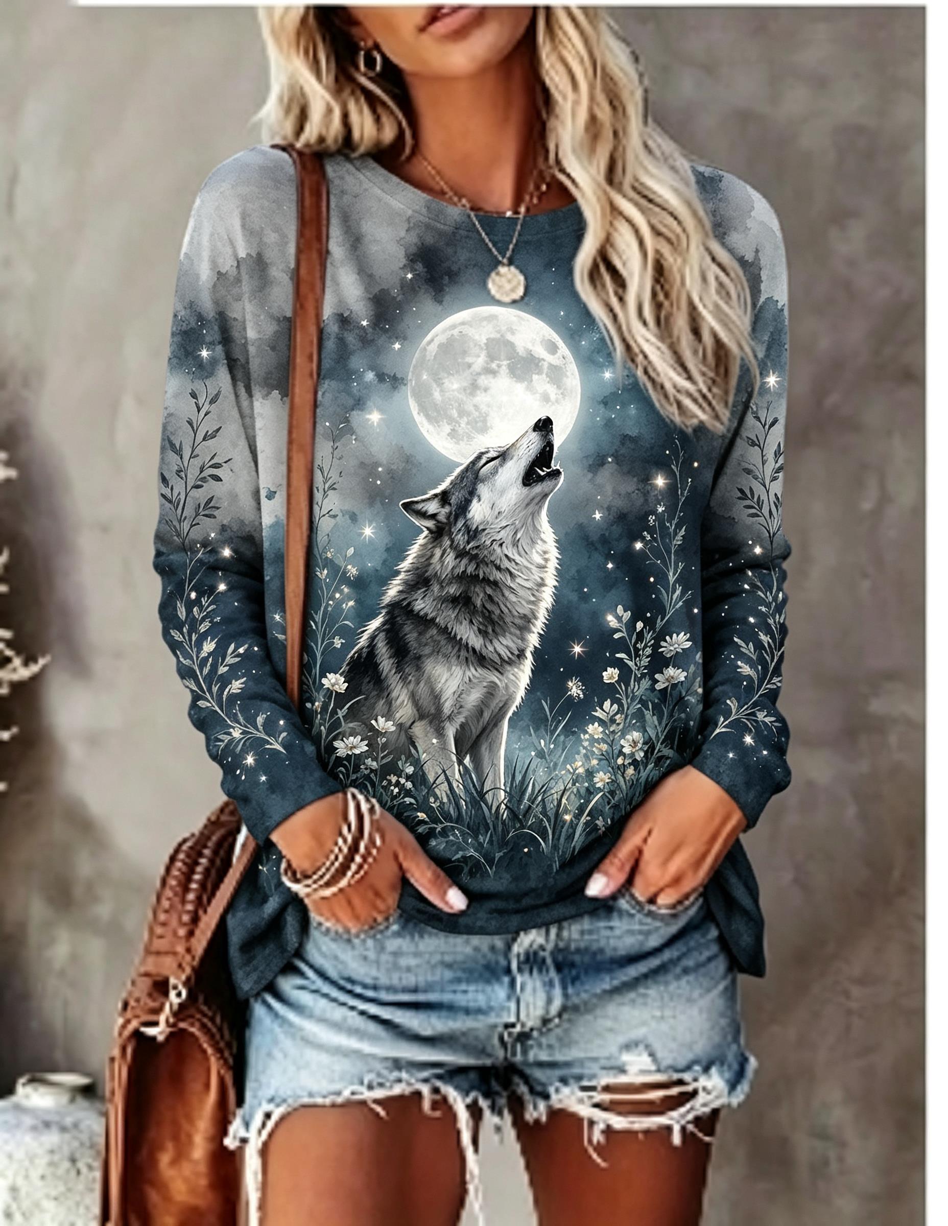 Women Long Sleeve T Shirt Howl - T-Shirts review and price